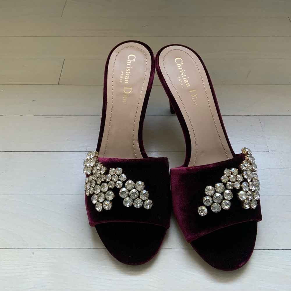Dior Women's Deep Burgundy Velvet Heels burgundy